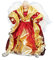 Traditional Red & Gold Angel Christmas Tree Topper with White Feather Wings (30cm)