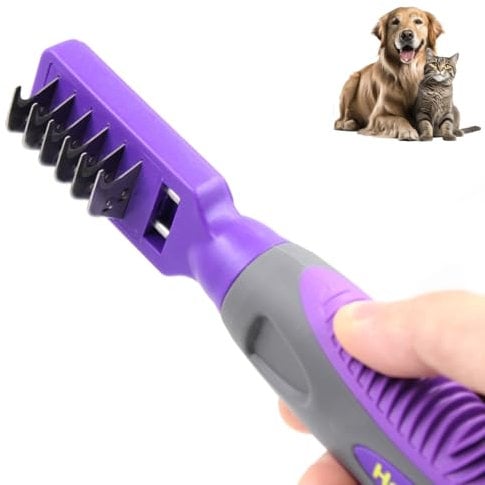 Hertzko 2-in-1 Dog Matt Remover & Grooming Brush - Cat Brush, Pet Hair Remover, Dematting Tools for Dogs - Effective Dematting Comb for Dogs and Cats, Ideal Matt Breaker and Dog Coat Care - Small