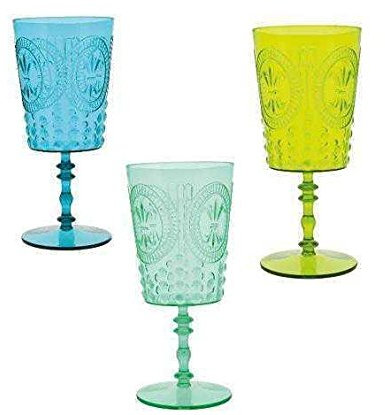 CONFETTANDO Set 6 Pezzi Calice Deco' PLEX 3 Colori Assortiti 7,5X16,5