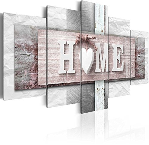 murando - Tableau décoratif créatif 200x100 cm - Impression sur toile colorée - Décoration murale pour salon et chambre - Inscriptions en bois papier coeurs rétro texture fond vintage m-C-0244-b-m