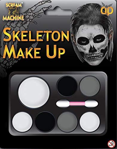 B-Creative HALLOWEEN - Kit de pintura de cara para maquillaje de esqueleta, diseño de calavera, para fiesta