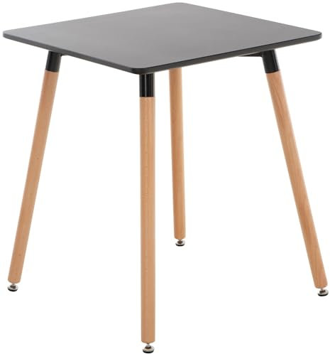 CLP Küchentisch Viborg I Esstisch Im Skandinavischen Design Für Wohnzimmer Mit MDF Tischplatte I Buchenholzgestell, Justierbare Bodenschoner, Farbe:schwarz, Größe:60 cm