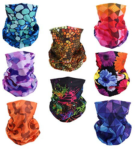 SMEHCF 8 Multifunktionstuch Gesichtsmaske Motorradmaske Sportmaske Sturmmaske Maske Halsmanschette Schal Bandana für Damen Herren Bienenstock Schmetterling Gänseblümchen Regenbogen Tarnung Camouflage