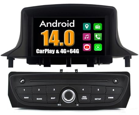 RoverOne Android System Auto DVD Player für Renault Megane III 3 Fluence 2009 2010 2011 mit Multimedia Stereo GPS Navigation Radio Bluetooth USB MirrorLink