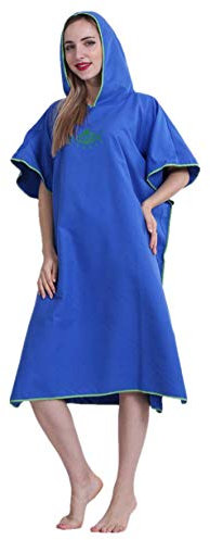 X-Labor Unisex Badeponcho Strandtuch Mikrofaser Schnelltrockend Bademantel Poncho mit Kapuzen Duschtuch Handtuch Schwimmen Surfing Strand Tauchen Badeort (OneSize, A-Knallblau)