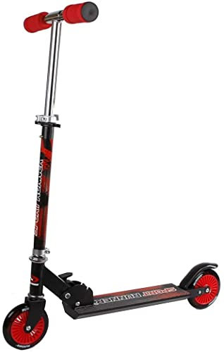 Kids Globe Street Rider Aluscooter (Roller, Tretroller, City Roller) mit ABEC 7 Lagern, rot-schwarz, klappbar - 720278