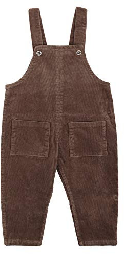 Camilife bebé Bambini Unisex Salopette in Velluto a Coste Pantaloni con Bretelle per 1-4 Anni Vintage Retro per Primavera Autunno - Marrone Scuro Taglia 110