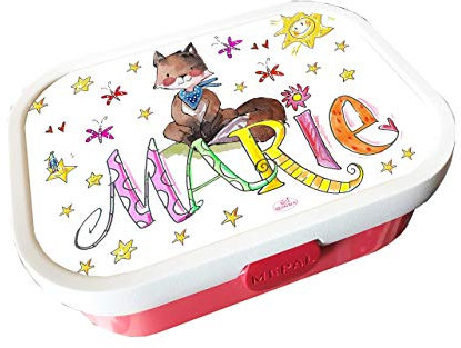 Brotdose mit Namen, Fuchs, incl. Trennung und Gabel, Rosirosinchen