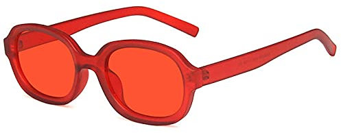 WQZYY&ASDCD Sonnenbrille Herren Damen Retro Sonnenbrillen Frauen Kunststoff Oval Frame Brillen Männer Schwarz Sonnenbrillen Weibliche Brillen Männlich-Rot