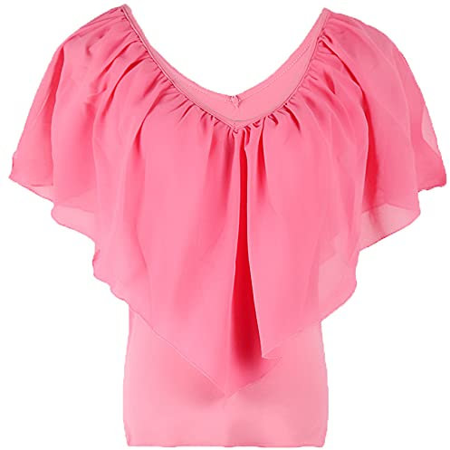 Damen Neue Sommer V-Ausschnitt Einfarbig Chiffon FledermausäRmel NäHen T-Shirt Top Damen