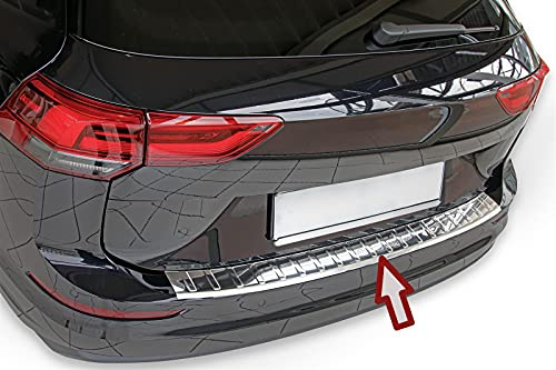 RECAMBO Ladekantenschutz Edelstahl kompatibel für VW Golf 8 Variant | BJ ab 2020 - Hochglanz poliert, Chrom Look - Styling und Schutz für die Stoßstange