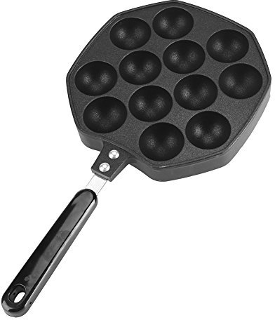 Takoyaki Grill Pan 12 Holes Non-Stick Grill Pan Aluminum Cooking Plate Cooking Baking Mold Tray for Takoyaki and Round Pancakes Making Black
