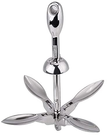 FHCGZSST Edelstahl Boot Folding Grapnel Anker Faltanker,Verankerung Kit Ankerset,Anschlussteile for Bootsanker, Klappanker, Schirmanker Angelboote, Schlauchboote, Kanadier Und Kajaks (4kg/8.82LB)