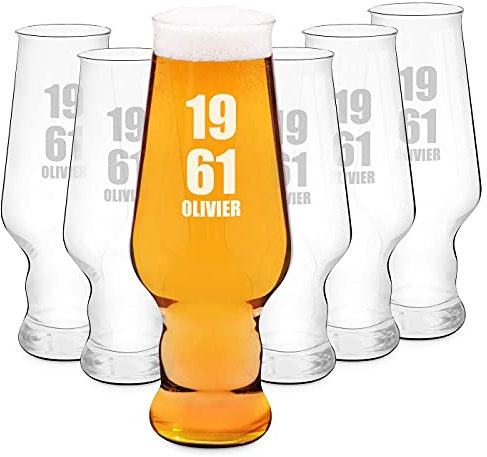 Maverton Ensemble de Chopes à Bière Personnalisées de 0,4 l – Verres de haute qualité avec gravure pour homme - Cadeau pour tous les amateurs de bière - Année