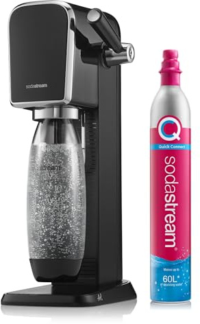 SodaStream Art Sparkling Water Maker (Black) with CO2 and Dishwasher Safe Bottle