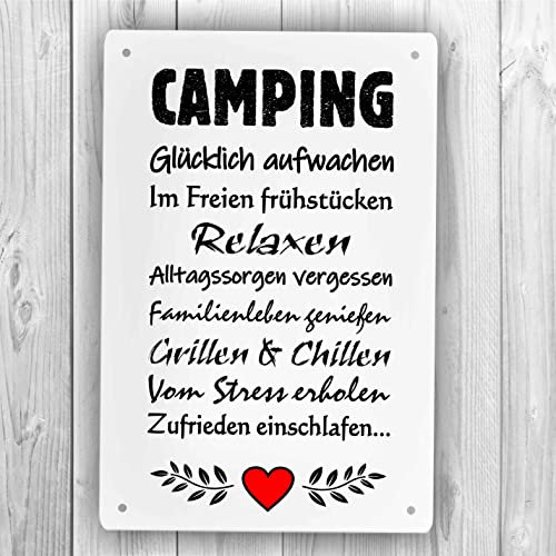 Homeyourself Holzschild in 12 x 18 cm - Camping Regeln