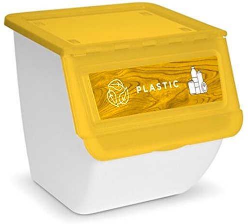 AC - Contenedor apilable de Polipropileno - Cubo de Reciclaje de Basura, Caja de Almacenamiento de residuos, fácil Apertura – 36 L – Plástico – 36 x 38,5 x 38 cm