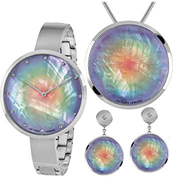 JACQUES LEMANS Damen-Uhren-Sets Analog Quarz One Size Silber 32016840