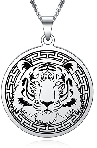 YOTHIWAD Tiger kette Herren Edelstahl Kette mit Tiger Anhänger Geschenk für Papa Freund Geburtstag Weihnachten