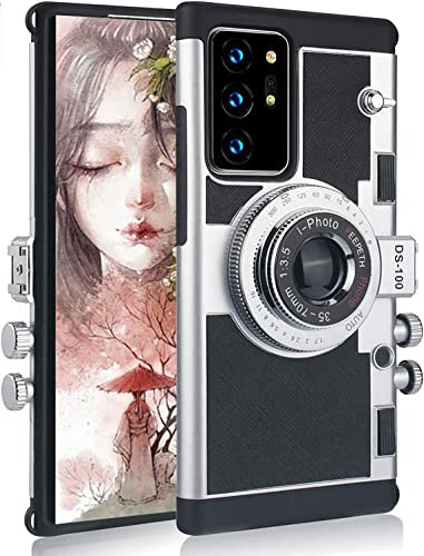 CQUUKOI Emily in Paris Handyhülle für Samsung Galaxy Note 20, süße 3D-Vintage Kamera Handyhülle mit Lanyard Schultergurt Einzigartige Coole Silikon PC Hülle für Mädchen Frauen (Galaxy Note 20)