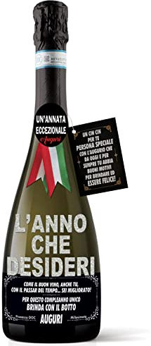 Bottiglia di Prosecco D.O.C. Millesimato per il compleanno di un amico personalizzato con l'anno di nascita