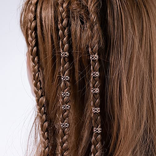 XCSJ Dreadlock Schmuck Dreadlock Perlen Manschetten Haarschmuck Dread Lock Metall Cuffs Dreadlocks Perlen Flechtet Haar Schmuck Für Männer Und Frauen Geeignet (Roségold,20pcs)