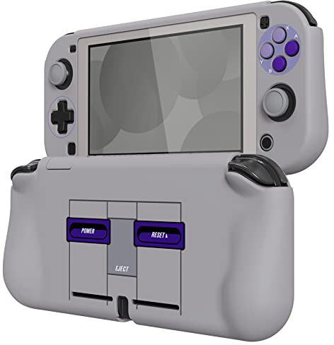 PlayVital Hülle für Nintendo Switch Lite, Case Zubehör für Switch Lite | ZealProtect Schutzhülle, Ergonomische Grip Joycon, mit Schutzfolie&Joystick Kappen, Classics SNES Style
