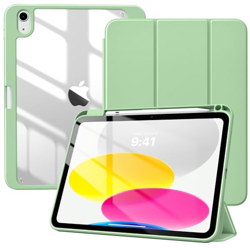TiMOVO Hülle für iPad A16 11. Gen 11&10. Gen 10,9, Grün | Stifthalter, Schlank Trifold Ständer, Klare Transparent Rückseite, Automatisches Aufwachen & Schlafen