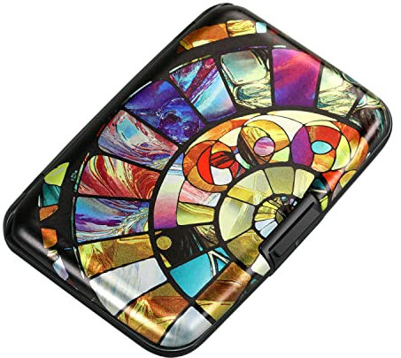 ELFISH RFID-blockierendes Kreditkartenetui aus Aluminium für Herren und Damen, Buntes Glas, Kompakt