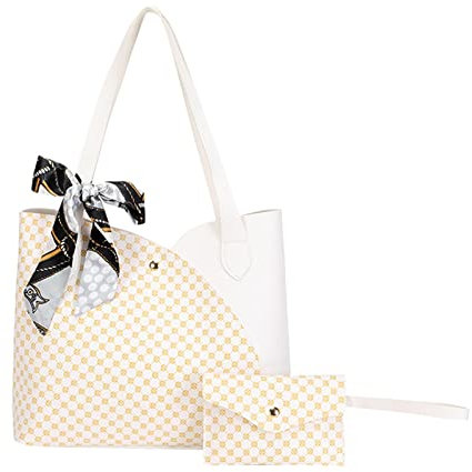 Modische Damen-Tasche mit großem Fassungsvermögen, 2-teilig, veganes, gewebte Tragetasche Geldbörsen Damen Klein