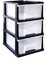 Abbaware Plastic Storage Chest With Wheels, Storage Boxes, Tower, 3 x 17L Drawers, Clear