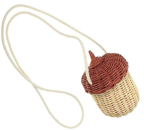 BESPORTBLE Umhängetasche Strandtasche Gewebte Tasche Damenhandtasche Eichel-Gewebte Korbtasche Rattan-Kindertasche Stroh Miss Plant Umhängetasche Strandtasche