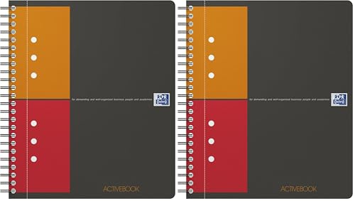 Oxford Collegeblock A5 Activebook International kariert; ein versetzbares Register; 10-fach gelocht (Packung mit 2)