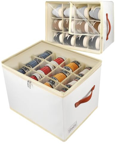 2 Piezas Caja para zapatos, organizador de zapatos para el armario, ahorro de espacio zapatos bin con tapas transparentes, apilable, plegable zapato estante del gabinete Cubby para armario