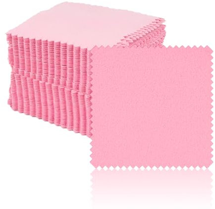 30 paños de limpieza para joyas de plata, paño para pulir joyas de plata, paño de limpieza de joyas de oro y plata (8 x 8 cm, rosa), Telas