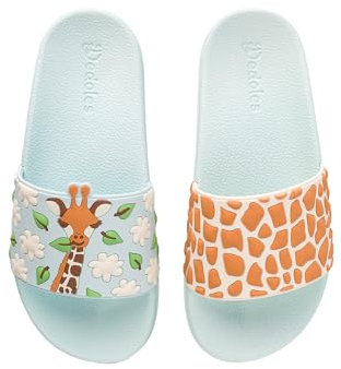 Dedoles Ciabatte Donna Uomo & Bambini Sandali per Spiaggia e Piscina con tanti Design Patatine Fiori Volpe Lama Nuvole Ketchup Regalo, Colore: Giraffa adorabile, Misurare: 32 EU