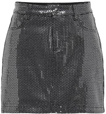 ONLY Damen ONLZERA MW Short Skirt XT PNT Rock, Black/Detail:W. Dark Sequins, M
