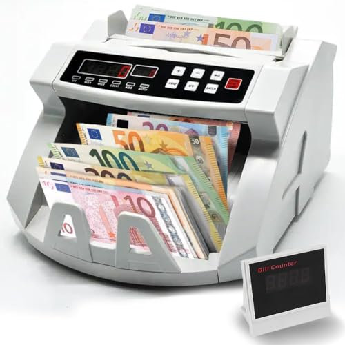 SQUADO - Contador de billetes profesional con detector de billetes falsos y doble pantalla LED