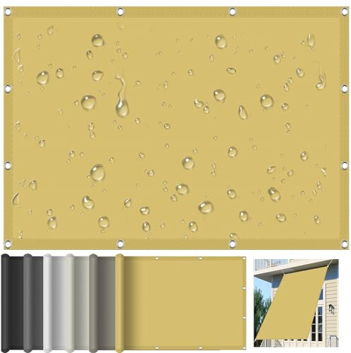 Rectangular Toldo Vela de Sombra 200 x 220 cm Toldos Exterior Terraza Impermeable Prueba de Viento Protección UV Toldo Vela Parasol para Balcon Patio Jardín, Color Crema