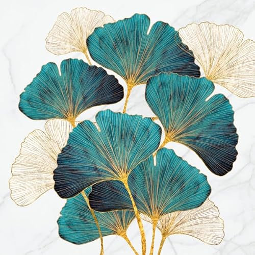 Daisy 3-Ply Spring Flowers Tissue Paper Napkins Serviettes for Decoupage Lunch 33cm x 33cm - Pack of 20 (Gold and Emerald Ginkgo Biloba)