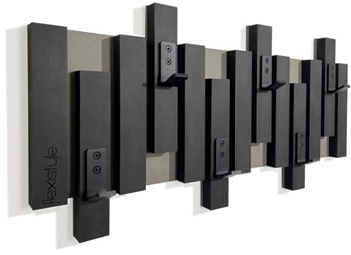 Kleiderhaken wand Wandgarderobe Garderobe Holz MDF design Lamellen paneele Schwarz modern natur 2 Dimensionen (60cm Schwarz)
