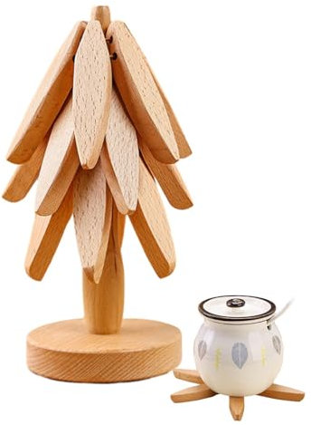 Tree Coasters | Tree Design Coasters | Folding Tree Shape Trivet Set | Wooden Trivets For Hot Pots And Pans | Heat Resistant Pads Non-Slip Pot Holders Coaster Placemat