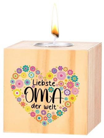 Muttertagsgeschenke für Oma, Teelichthalter, kerzenständer Holz, Geburtstagsgeschenk für Oma,Liebste Oma Geschenk von Tochter Sohn