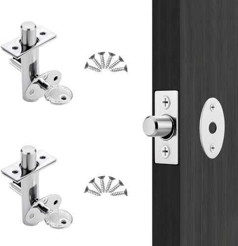 2 pares de pernos de seguridad para puertas interiores con llaves y tornillos para puertas interiores, puertas de madera y ventana interior