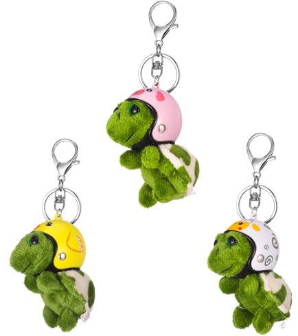 patinadrift 3 Stück Schlüsselanhänger Schildkröte Süßer Schildkröte Schlüsselanhänger Plüsch mit Hut Dekoration Personalisierter Keychain