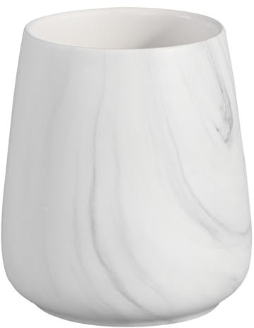 Marble White Toothbrush Holder for Bathroom - Ceramic Tooth Brushing Holders, Toothbrush Cup, Toothpaste Organizer for Bathroom Countertop, Makeup Brush Holder, Pen Holder for Home Desktop Storage