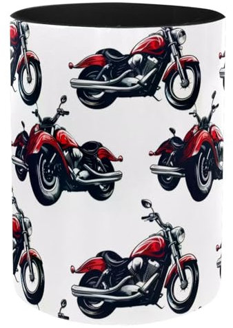 VAPOKF Pot à crayons rouge en cuir synthétique pour bureau, motif moto de course course