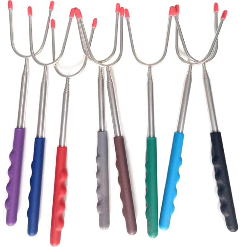 8 Grillspieße Teleskop 30-114 cm für BBQ, Camping Grill & Marshmallow | ausziehbar 30-114 cm, 8er Set, Edelstahl, für BBQ, Picknick und Lagerfeuer, ideal für Marshmallows, Hot Dogs und Gemüse