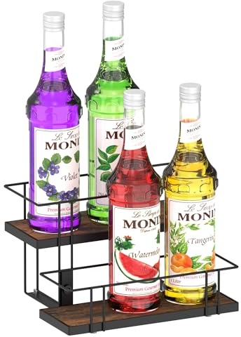 Alyoen Étagère de rangement pour sirop de café, 6 bouteilles de sirop pour café, petite étagère de rangement pour comptoir de vin, liqueur