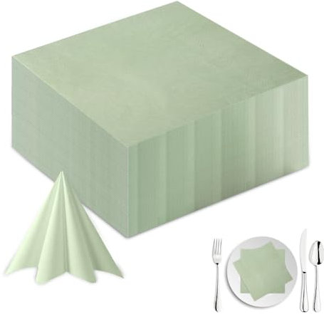XPJBKC 150 Stück Servietten Grün, 25x25cm Servietten Salbeigrün Papierservietten, Grüne servietten Salbei, Cocktailservietten Eukalyptus Grün für Hochzeit Geburtstag Party Deko